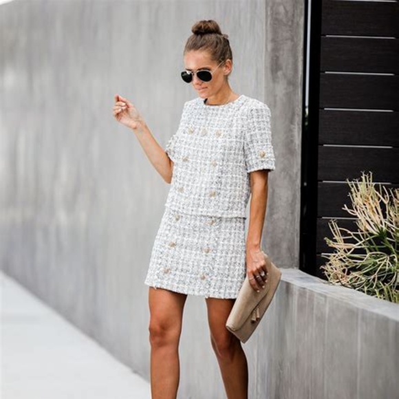 Vici Priscilla Tweed Matching Top & Skirt - Picture 1 of 16